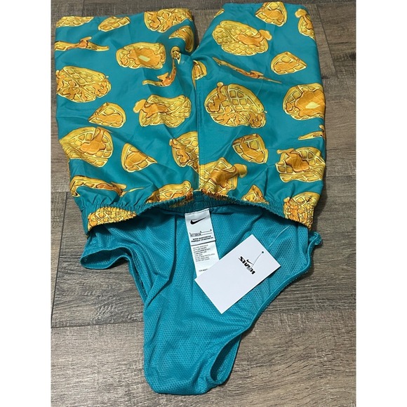 Nike Kids Boys Swim Trunks Size L Blue Waffle Print Elastic Waist - Picture 8 of 10